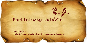 Martiniczky Jolán névjegykártya