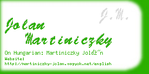 jolan martiniczky business card